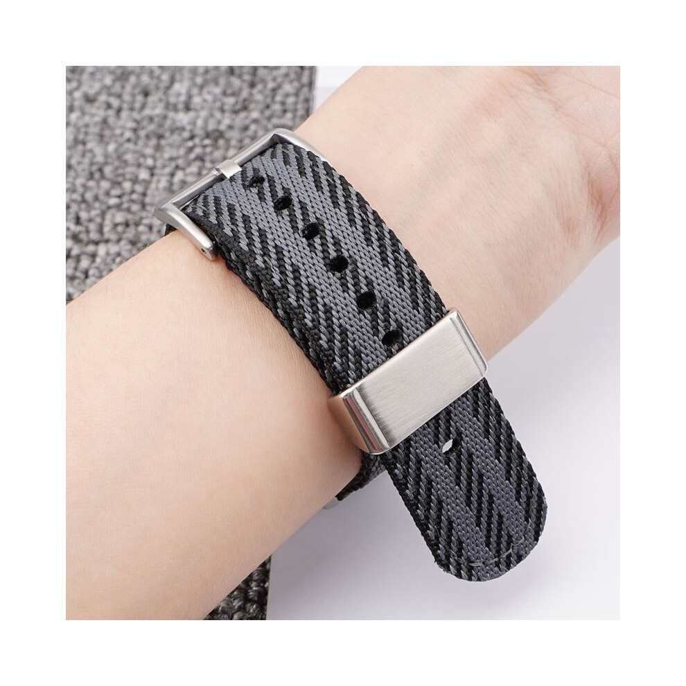 Blue ( Rice, 20Mm) Universal Smartwatch With Switch Lugs Striped Nylon Braided Strap 18 20 22 24Mm