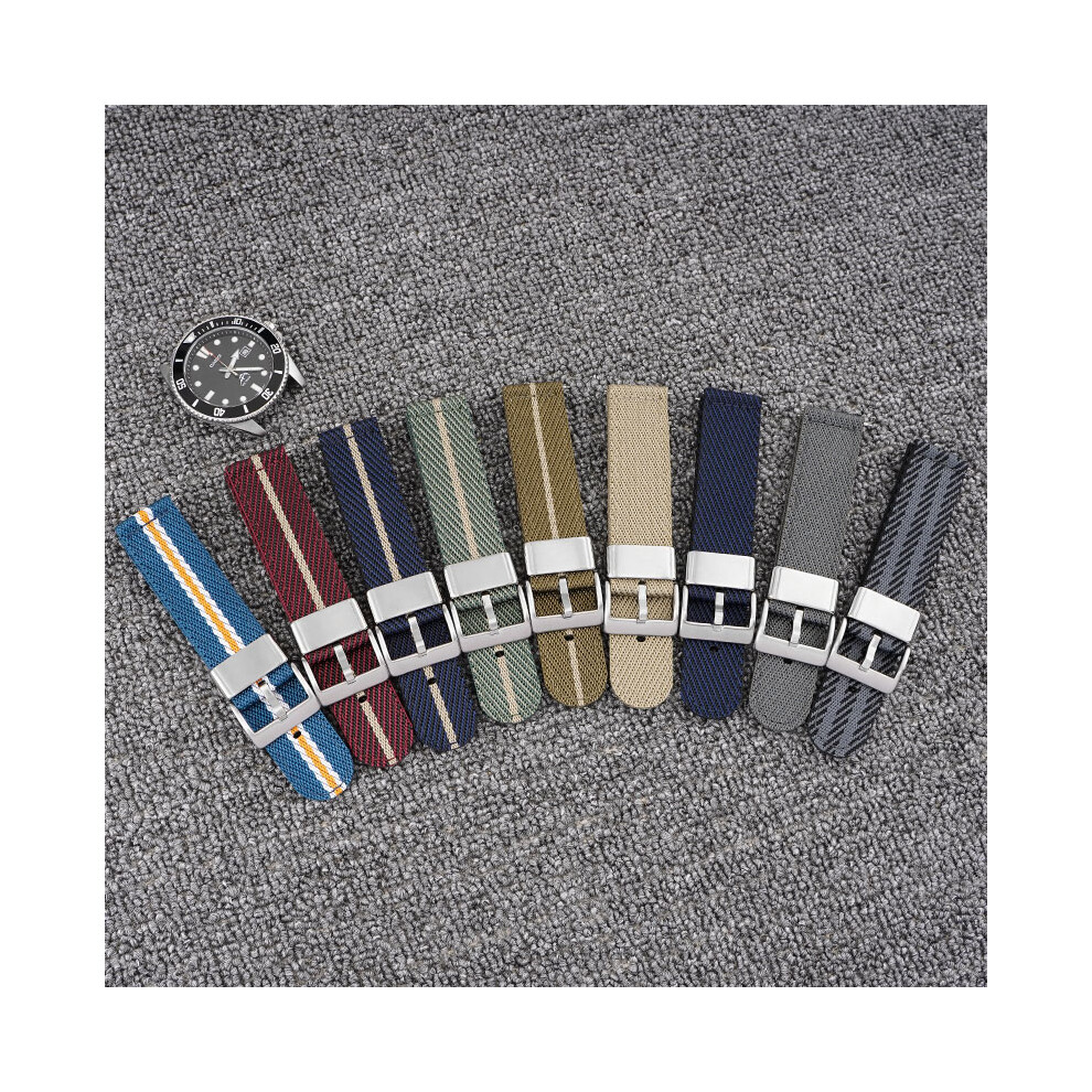 Red ( Rice, 24Mm) Universal Smartwatch With Switch Lugs Striped Nylon Braided Strap 18 20 22 24Mm