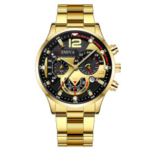 (Gold) Fashion Men'S Sports Watches Luxury Stainless Steel Quartz Watch Men'S Business Casual Watch