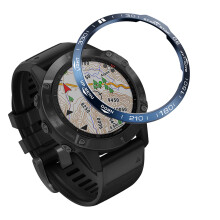 (Blue circle white) Suitable For Garmin Garmin Fenix6 Graduated Metal Bezel Racing Bezel