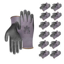 Work Gloves 12 Pairs Black Grey XL, Microfoam Nitrile Coated Oil‑Resistant Grip, Breathable Safety Gloves for Mechanics and Industrial Use