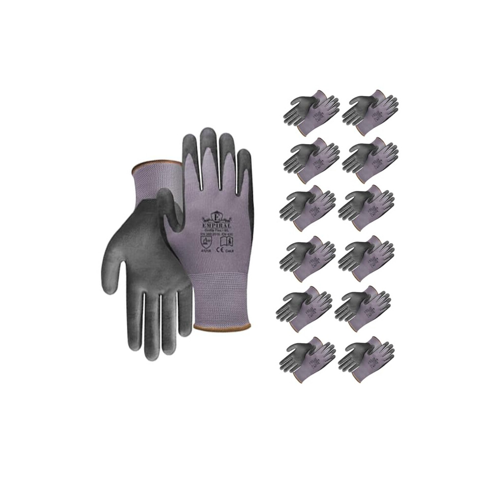 Work Gloves 12 Pairs Black Grey Xl, Microfoam Nitrile Coated OilâResistant Grip, Breathable Safety Gloves For Mechanics And Industrial Use 9771547049159