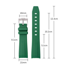 (White, 22MM) Rolex Black Green Submariner Water System List with Arc-Mouth Silicone Strap, 20/21/22mm