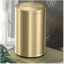 Kleiner 9-Liter-Badezimmerabfalleimer mit Schwingdeckel, goldfarbener Edelstahl-Abfalleimer, kompakter 20x31cm-Badezimmerabfalleimer