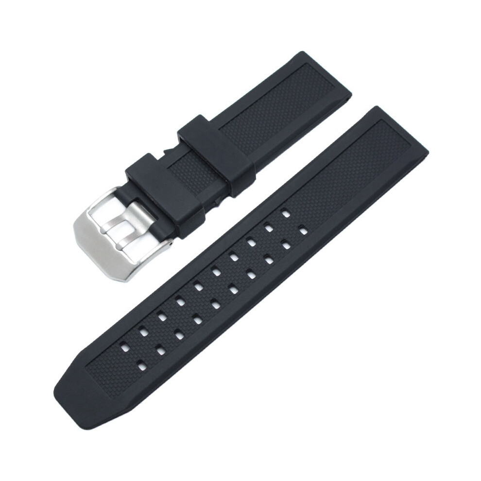 (Black Silver Buckle) Waterproof Silicone Strap for Luminox 1800 3050 3080 3150 8800 Series Watch 23mm