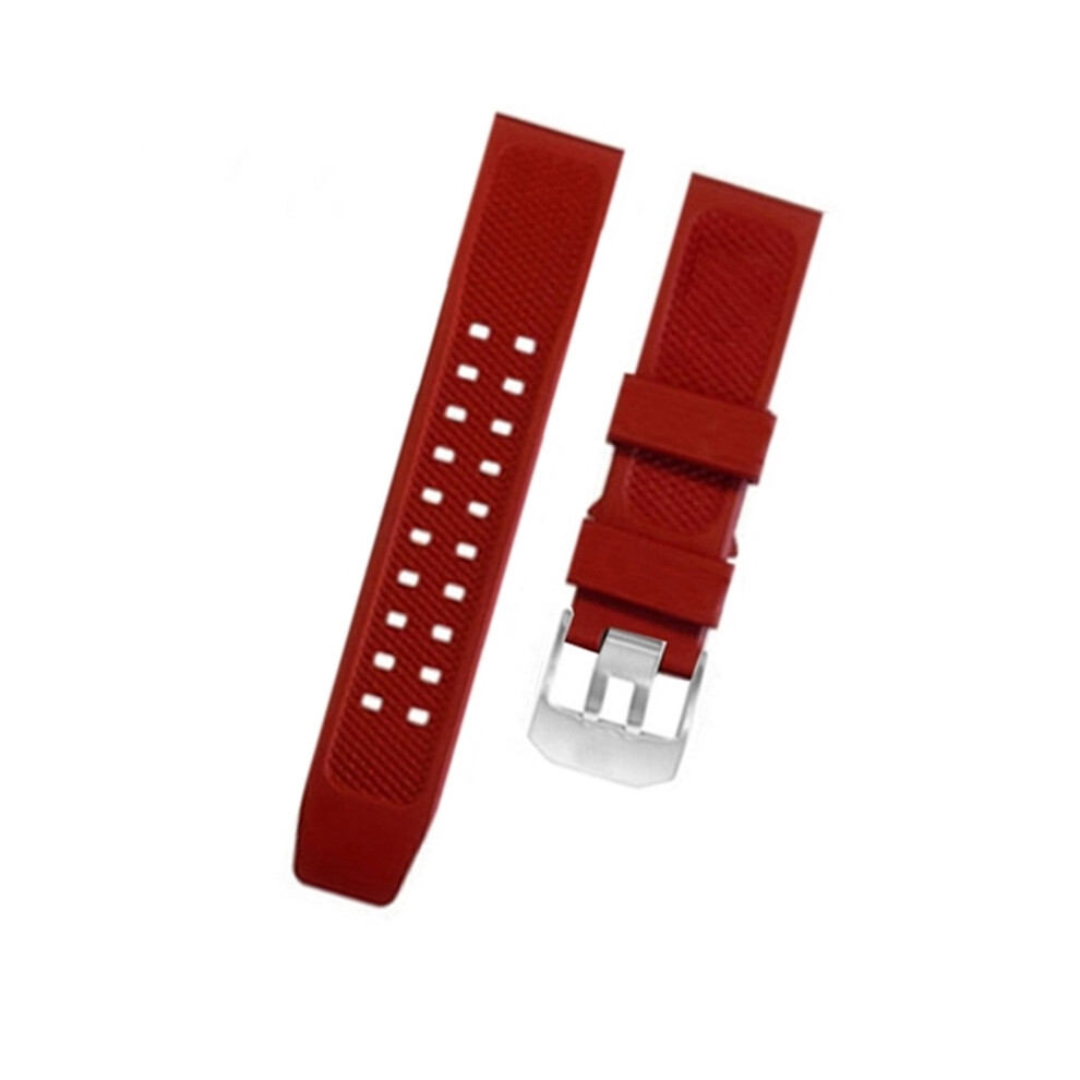 (Red Silver Buckle) Waterproof Silicone Strap for Luminox 1800 3050 3080 3150 8800 Series Watch 23mm