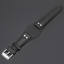 (Black) 22mm Genuine Leather Watch band For Fossil  CH2564 CH2565 Watch Steel Buckle