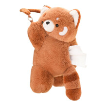 Cute Raccoon Car Tissue Box Holder Hanging Plush Design with Soft Finish and OneHand Dispensing