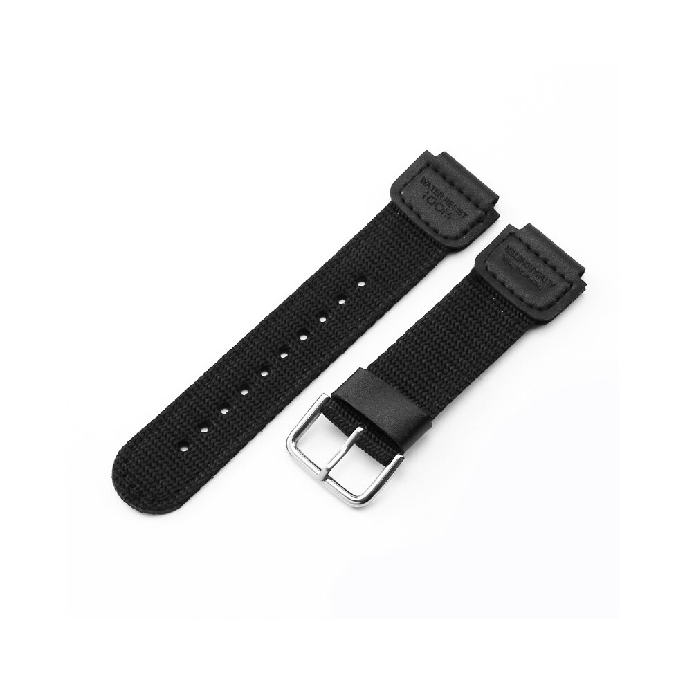 (Black - Steel Buckle) 18mm Lug Strap For G-SHOCK AE-1200WH/SGW-300 /AQ-S810W Men's Canvas Strap