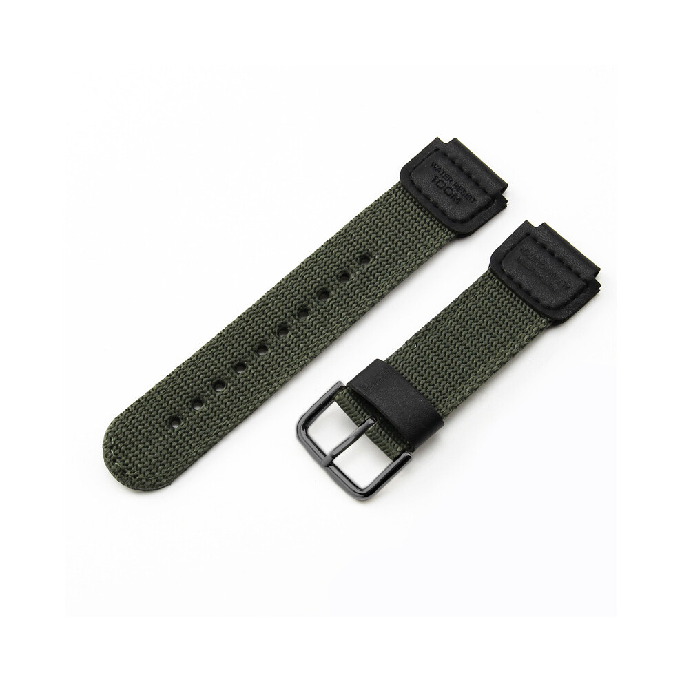 (Army Green - Black Buckle) 18mm Lug Strap For G-SHOCK AE-1200WH/SGW-300 /AQ-S810W Men's Canvas Strap