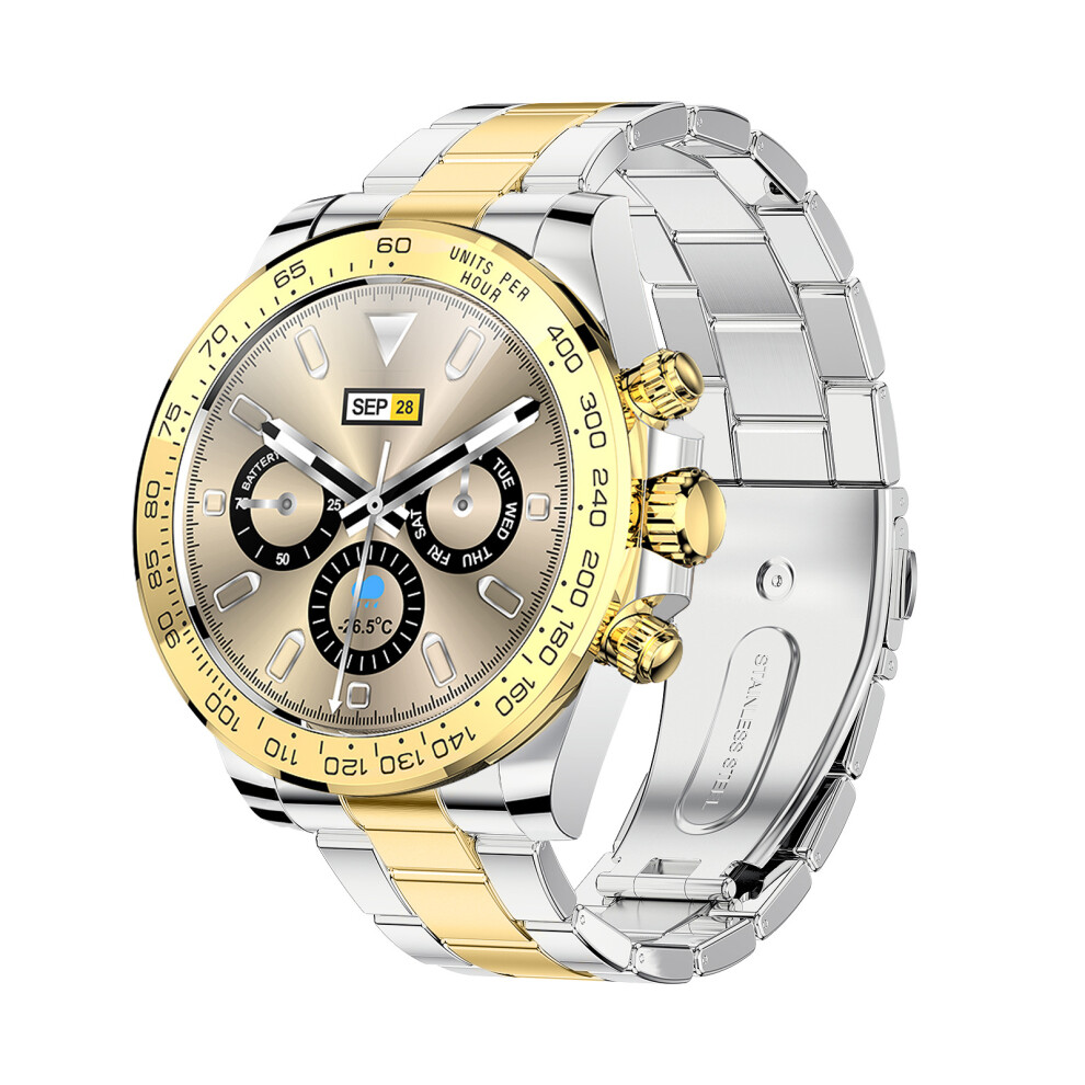 (Steel belt gold) AW13pro Smartwatch Heart Rate Detection Bluetooth Talking Smartwatch