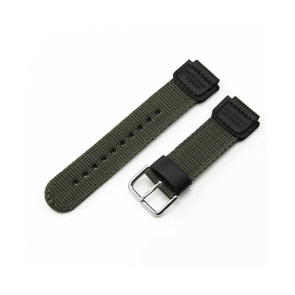 (Army green - Steel Buckle) 18mm Lug Strap For G-SHOCK AE-1200WH/SGW-300 /AQ-S810W Men's Canvas Strap
