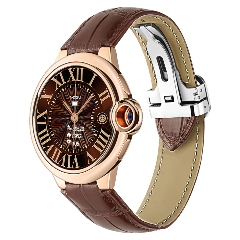 (Brown) Aw28 Smart Watch Bluetooth Calling Heart Rate Detection Multifunction Watch Brown 320997417767