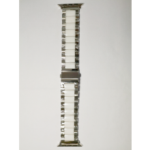 (Silvery white, 42/44/45mm) 38/40/41mm Stainless Steel Ceramic Strap for Apple Watch Band iwatch 8/7/6