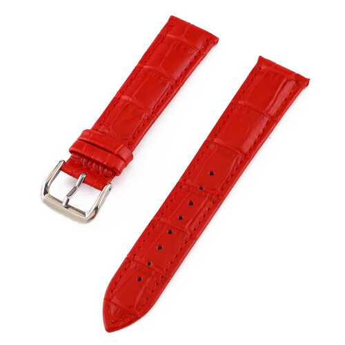 (Red, 24mm) Bamboo Pattern Waterproof Leather Strap With Interchangeable Straps