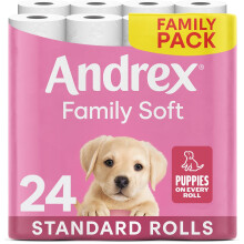 Andrex Family Soft Toilet Roll - 24 Toilet Rolls, 2-Ply, Bulk Buy, Fragrance Free, FSC Certified