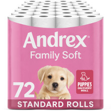 Andrex Family Soft Toilet Roll - 72 Toilet Rolls, Bulk Buy, Fragrance Free, FSC