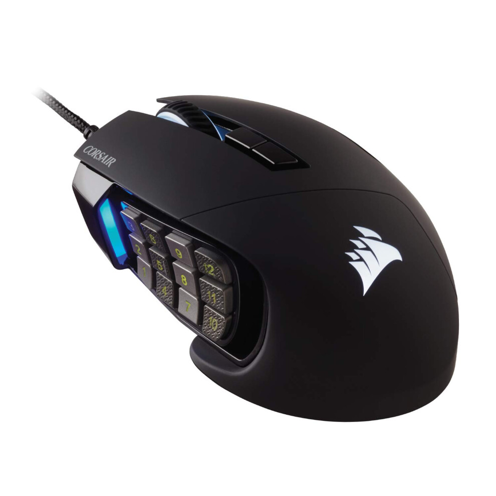 Corsair Black Scimitar Rgb Elite, Moba/Mmo Gaming Mouse, Backlit Rgb Led, 18000 Dpi, Optical