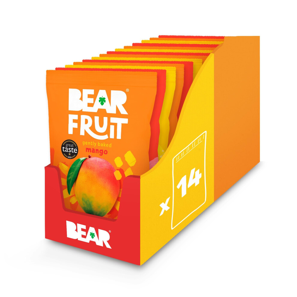 Bear Fruit Mango, Pineapple & Strawberry Variety Pack - Tropical Mixed Case - Gently Baked Fruit - Healthy - Vegan - 14 X 35 G