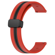 (Red and Black) Band for Huawei GT3 Monochrome Straps Folding Buckle Magnetic Buckle 22mm