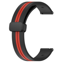 (Black and Red) Band for Huawei GT3 Monochrome Straps Folding Buckle Magnetic Buckle 22mm