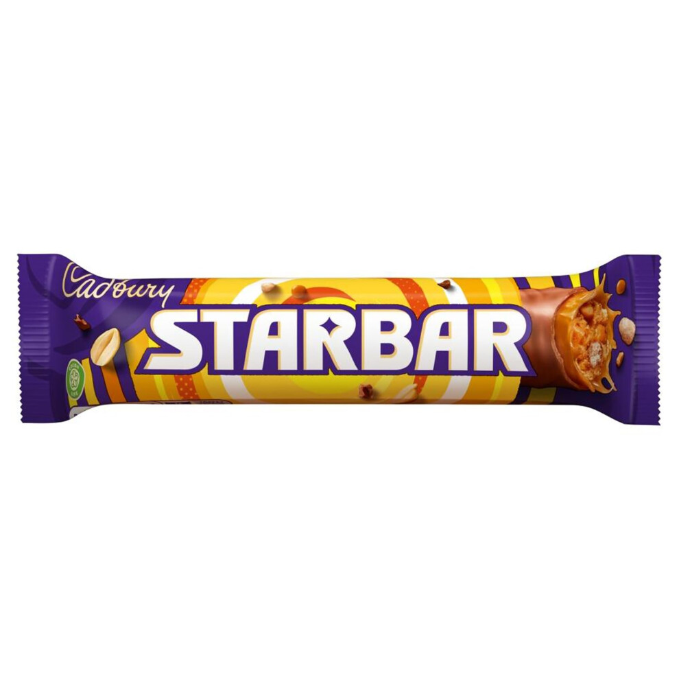 Cadbury Starbar Chocolate Bar, Milk Chocolate With Caramel & Peanut Centre, 49 G (Pack Of 32)