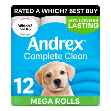 Andrex Complete Clean 12 Mega Toilet Roll= 18 Standard Toilet Roll
