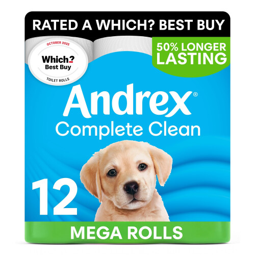 Andrex Andrex Complete Clean Toilet Roll - 12 Mega Toilet Rolls 1