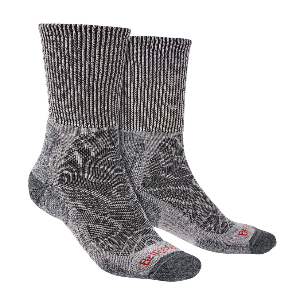 Bridgedale (9-11, Grey) - Mens Hiking Lightweight Merino Wool Cushioned Boot Socks
