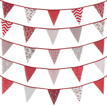 40ft Fabric Bunting Banner Red Floral Vintage Bunting Flags Reusable Cotton Triangle Flag Garland With 42pcs Pennants For Garden Wedding Baby Shower