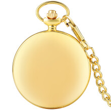 (Gold) High-Quality Retro Exquisite Black/Silver/Gold Smooth-Face Quartz Pocket Watch