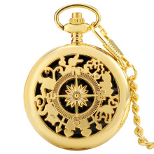 (Gold) Compass Pocket Watch for Outdoor Climbing with Flip-Open Design