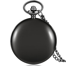 (Black) High-Quality Retro Exquisite Black/Silver/Gold Smooth-Face Quartz Pocket Watch