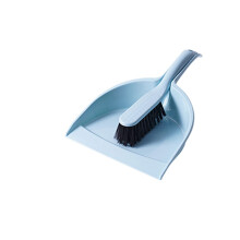 Mini Dustpan and Brush Set for Desk with Flexible Scratch Bristles and Inclined Edge Dustpan Blue