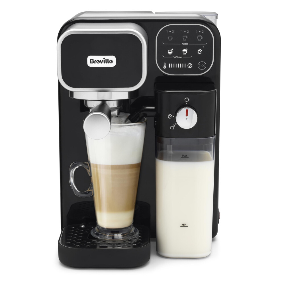 Breville Prima Latte Luxe One Touch Espresso Maker| Espresso, Latte Cappuccino Coffee Maker | 19 Bar Italian Pump | Automatic Milk Frother | Ese Coff
