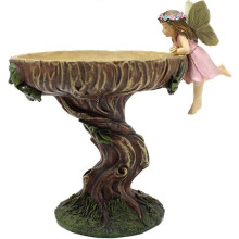 Bird Baths For Outdoor, Bird Feeder Resin Fairy Garden Statue Decor Birdbath Garden Bowl Courtyard Bird Bath Garden Figurine Attractive Bird Bath Feed