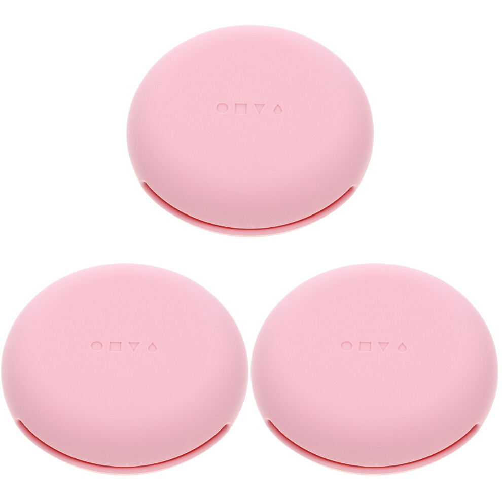 Totority Pink 3Pcs Makeup Sponge Storage Holder Silicone Travel Puff Organizer