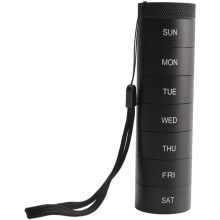 Weekly Travel Stackable Pill Organizer, Metal Pill Case 7-Day Compartment Medicine Box Waterproof Pill Container Black