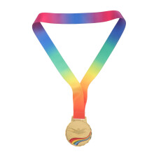 Golden Zinc Alloy Swimming Medal for Racing with Hanging Ribbon