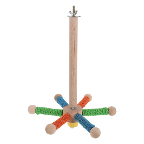 Wooden Interactive Parrot Perch Rotating Bird Cage Toy
