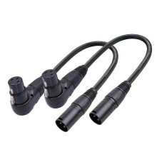 2 ks 3-pinový pravouhlý XLR konektor samec-samica, audio kábel pre mikrofón, 90 stupňový XLR konektor samica-samica