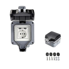 Outdoor Double Wall Outlet With Usb, Waterproof, Heavy Duty, Electrical Outlet With Wall Box (single)