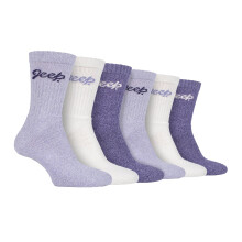 (04-Aug, Violett / Creme) Jeep - 6er-Pack atmungsaktive Wandersocken für Damen aus Baumwolle