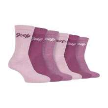 (04-Aug, Rosa / Creme) Jeep - 6er-Pack atmungsaktive Wandersocken für Damen aus Baumwolle