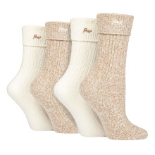 (04-Aug, Taupe / Creme) Jeep - 4er-Pack superweiche Wandersocken für Damen