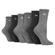 (04-Aug, Schwarz / Anthrazit) Jeep - 6er-Pack Damen-Socken mit Bambusstiefeln und niedlichem Wellenmuster