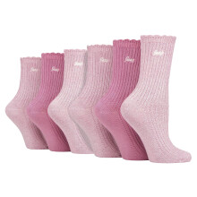 (04-Aug, Kirschrot / Creme) Jeep - 6er-Pack Damen-Socken mit Bambusstiefeln und niedlichem Wellenmuster