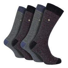 (6-11, Red / Navy) Jeep - 4 Pack Mens Cotton Dress Socks | Spirit Square Knit Socks