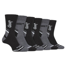 (06-Nov, Schwarz/Anthrazit) Jeep - 6er-Pack Herren-Wanderstiefel-Outdoor-Socken zum Wandern