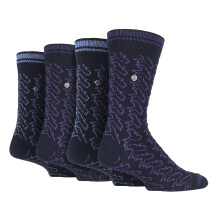 (39-45, Lila / Marineblau) Jeep - 4er-Pack Baumwollsocken für Herren | Quadratische Stricksocken